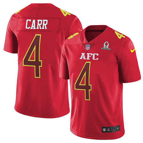 Nike Raiders #4 Derek Carr Red Men's Stitched NFL Limited AFC Pro Bowl Jersey